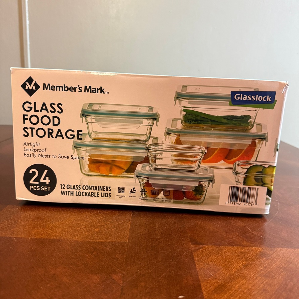 Member's Mark Glasslock 24 Piece Glass Food Storage Set Airtight Leakproof